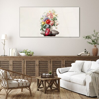 Floral arrangement in a vase Glass art print