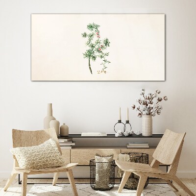 Delicate vegetation in pastel colors Glass art print