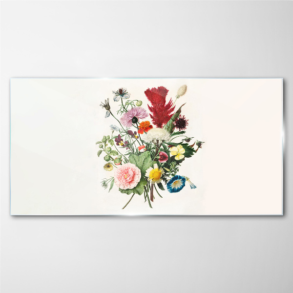 Floral arrangement in pastel colors Wall art on glass
