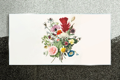 Floral arrangement in pastel colors Wall art on glass