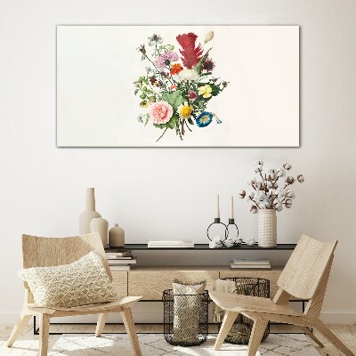 Floral arrangement in pastel colors Wall art on glass