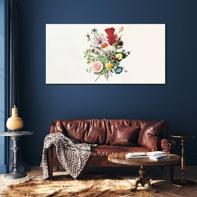 Floral arrangement in pastel colors Wall art on glass