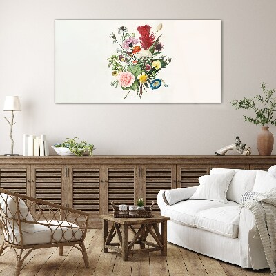 Floral arrangement in pastel colors Wall art on glass