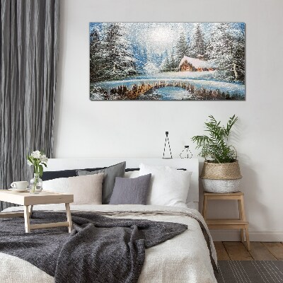 Winter snow forest nature Glass Wall Art