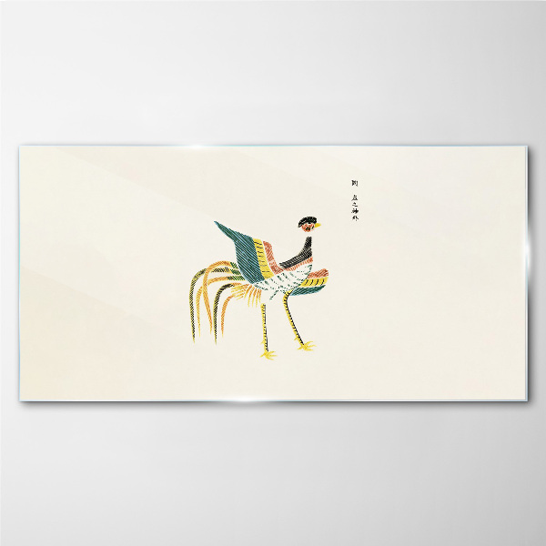 Colorful bird on the background Glass art print