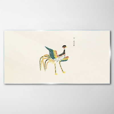 Colorful bird on the background Glass art print