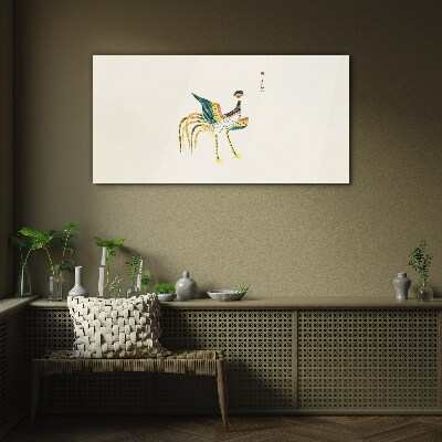 Colorful bird on the background Glass art print
