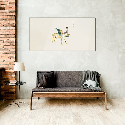 Colorful bird on the background Glass art print