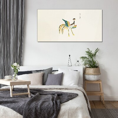 Colorful bird on the background Glass art print