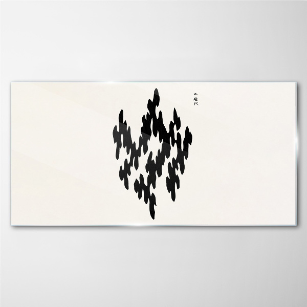 Black figures on a white background Wall art on glass