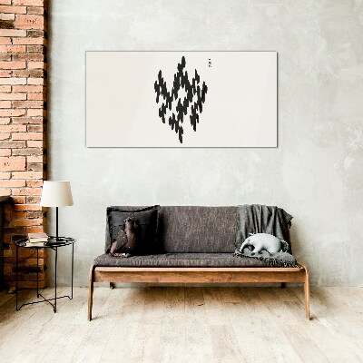 Black figures on a white background Wall art on glass