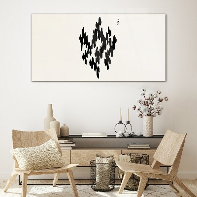 Black figures on a white background Wall art on glass
