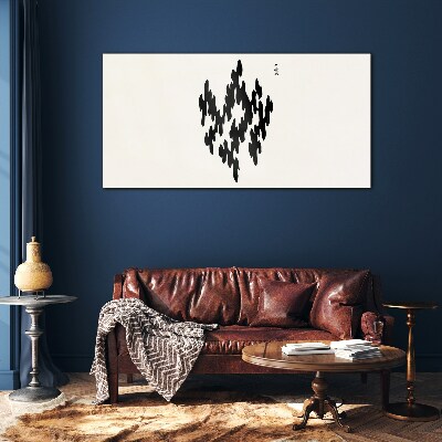 Black figures on a white background Wall art on glass