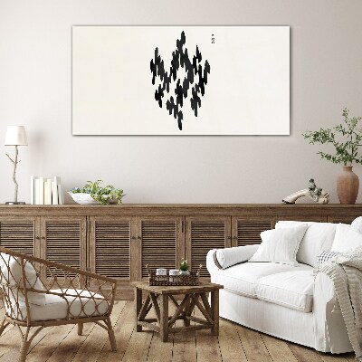 Black figures on a white background Wall art on glass