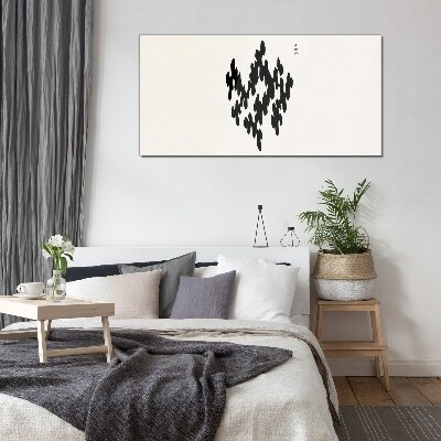 Black figures on a white background Wall art on glass