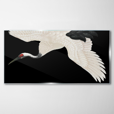 The elegance of the white crane silhouette Wall art on glass