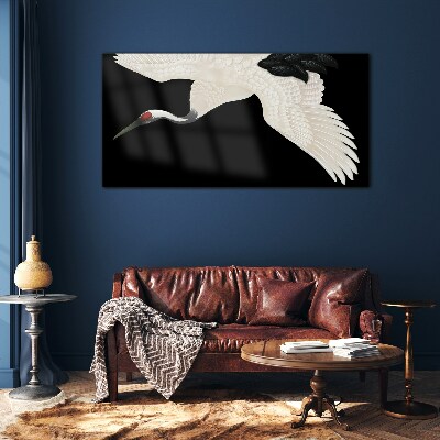 The elegance of the white crane silhouette Wall art on glass