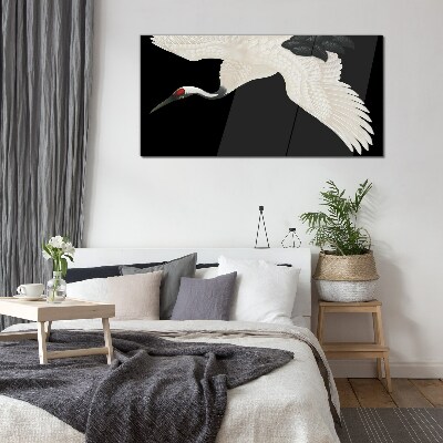 The elegance of the white crane silhouette Wall art on glass