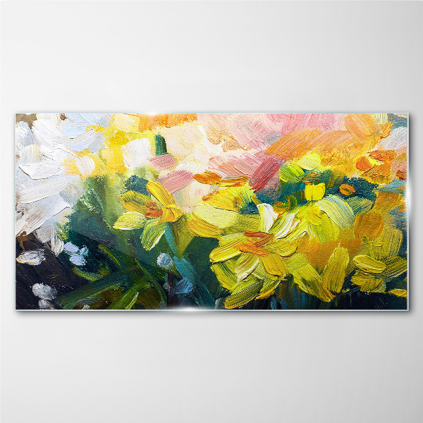 Spring flowers in intense colors Glass art print