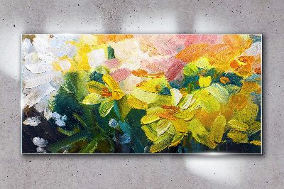 Spring flowers in intense colors Glass art print