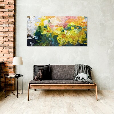 Spring flowers in intense colors Glass art print