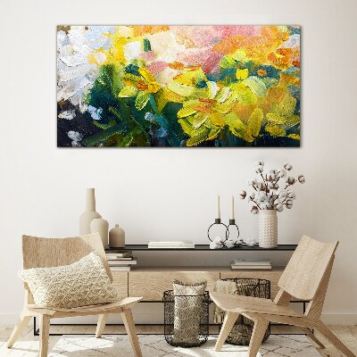 Spring flowers in intense colors Glass art print