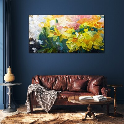 Spring flowers in intense colors Glass art print
