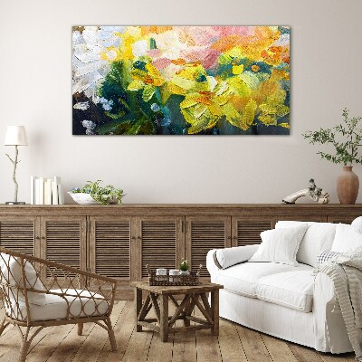 Spring flowers in intense colors Glass art print