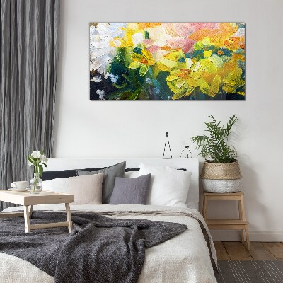 Spring flowers in intense colors Glass art print