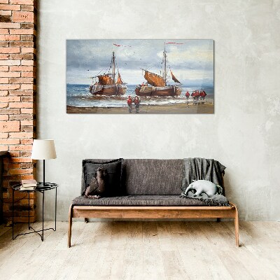 Sails on the horizon Wall art on glass