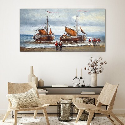 Sails on the horizon Wall art on glass