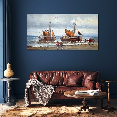 Sails on the horizon Wall art on glass