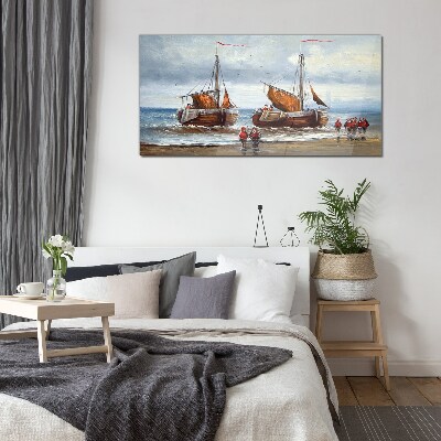 Sails on the horizon Wall art on glass