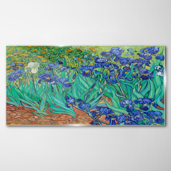 Irises in Bloom Wall art on glass