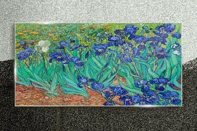 Irises in Bloom Wall art on glass