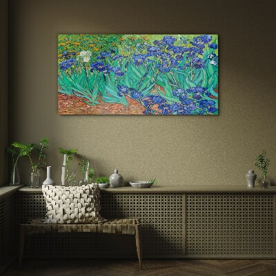Irises in Bloom Wall art on glass