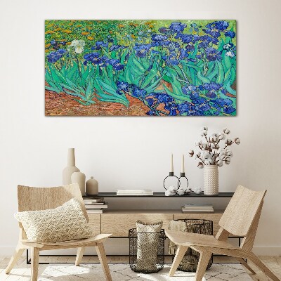 Irises in Bloom Wall art on glass