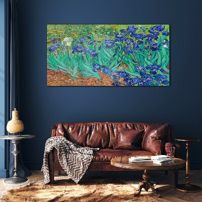 Irises in Bloom Wall art on glass
