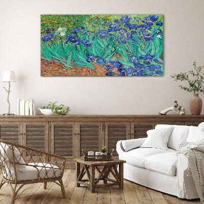 Irises in Bloom Wall art on glass
