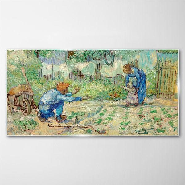 Family moments in the garden Wall art on glass