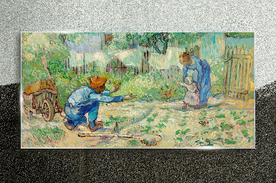 Family moments in the garden Wall art on glass