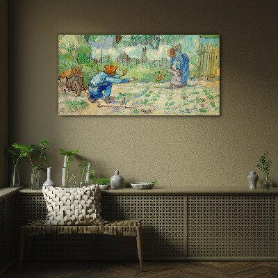 Family moments in the garden Wall art on glass