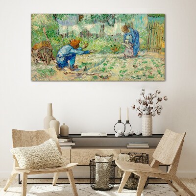 Family moments in the garden Wall art on glass