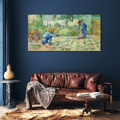 Family moments in the garden Wall art on glass