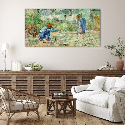 Family moments in the garden Wall art on glass