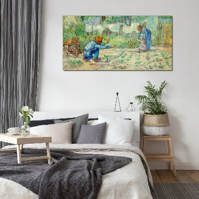 Family moments in the garden Wall art on glass