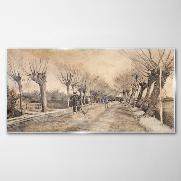 Winter landscape with trees Wall art on glass
