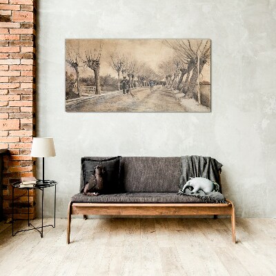 Winter landscape with trees Wall art on glass