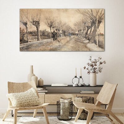Winter landscape with trees Wall art on glass