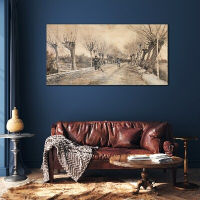 Winter landscape with trees Wall art on glass